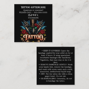 Quadrado Cartão de Visita Instruções de Cuidados Pós-Tatuag