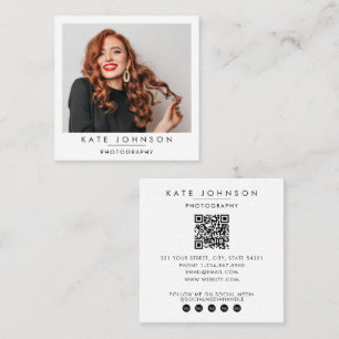 Quadrado Cartão de Visita Minimalista Moderno com QR Code d