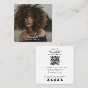 Quadrado Cartão de Visita Minimalista Moderno com QR Code d