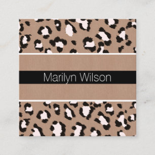 Quadrado Cartão de visita para Impressão Leopardo Rosa