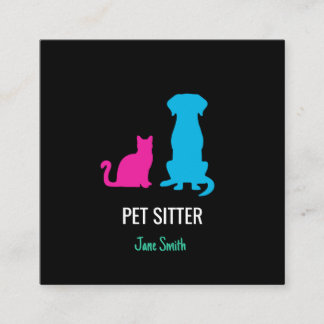 Quadrado Cartão de visita Pet Sitter/Pet Sitting Square