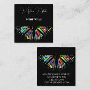 Quadrado Cartão de visita preto-branco-branco-elegante