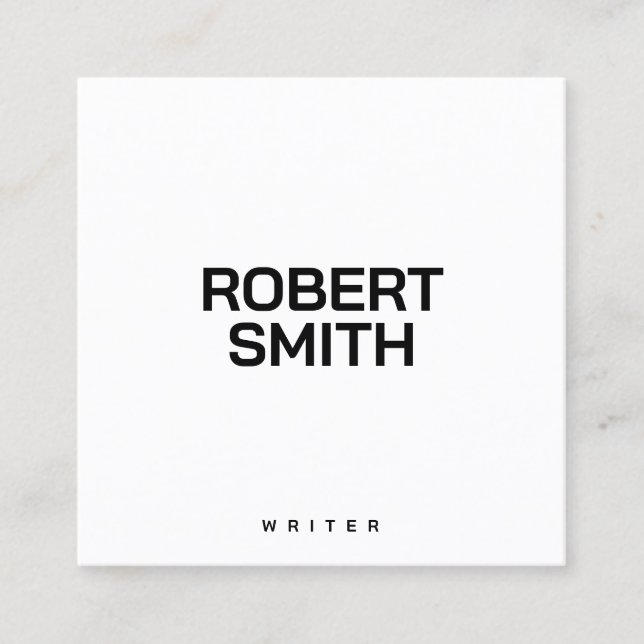 Quadrado Cartão de visita preto e branco simples moderno (Frente)