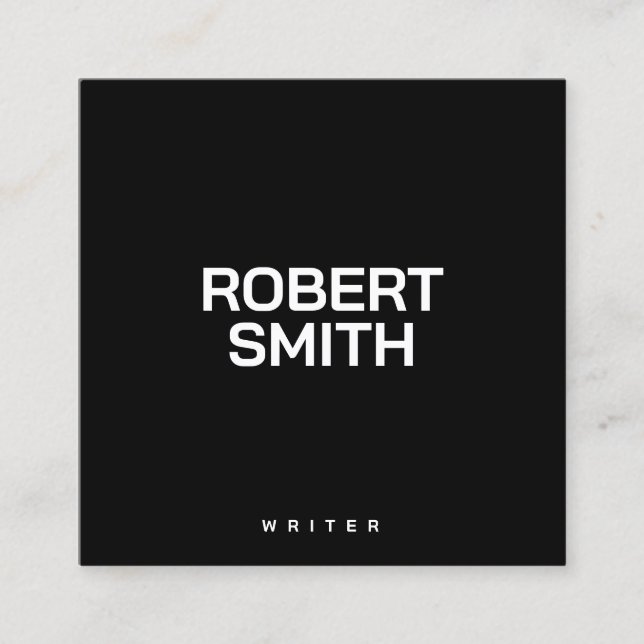 Quadrado Cartão de visita preto e branco simples moderno (Frente)