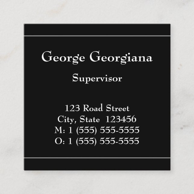 Quadrado Cartão de visita profissional básico (Frente)