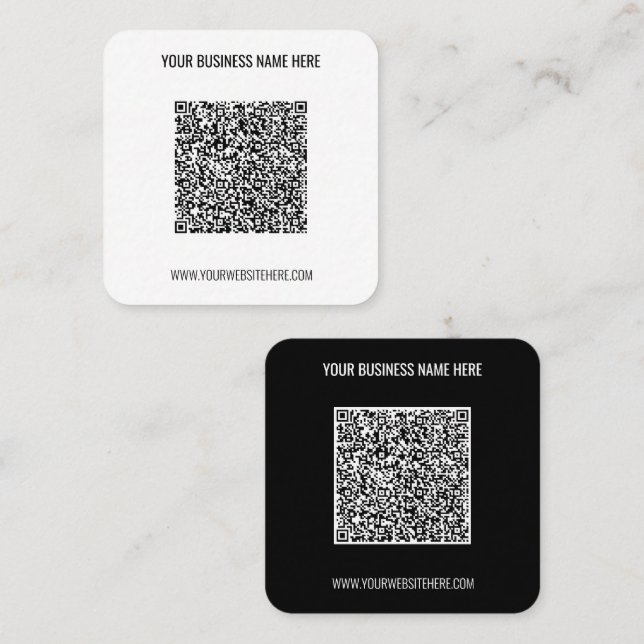 Quadrado Cartão de Visita Profissional com Código QR e Text (Frente/Verso)