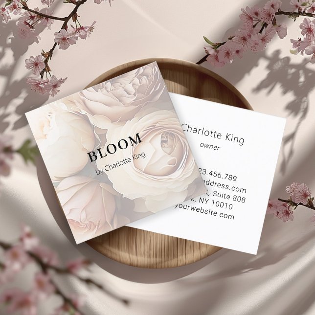 Quadrado Cartão de visita quadrada de flor moderna (Modern, flower square business card)