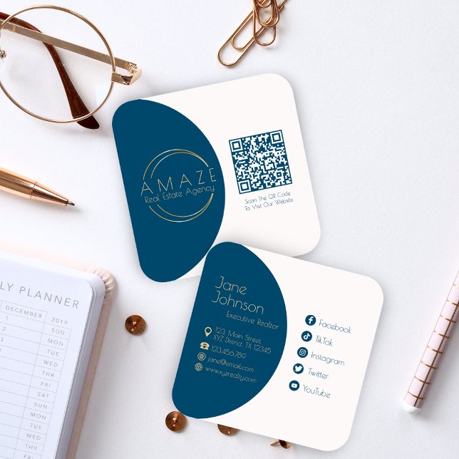 Quadrado Cartão de visita Realizador de Design Simples com  (Criador carregado)