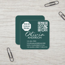 Cartão de Visita Verde Premium com Código QR