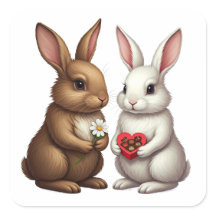 Casal de Coelho Fofo – Adesivo de Bunny Amor