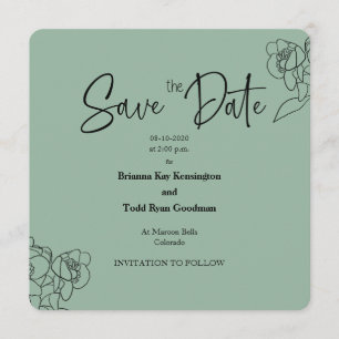 Quadrado Casual Verde-Sombra Salve o Cartão de Da