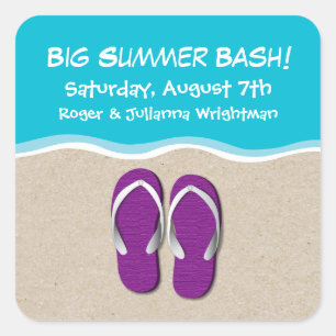 Quadrado Chinelos no adesivo do Beach Party