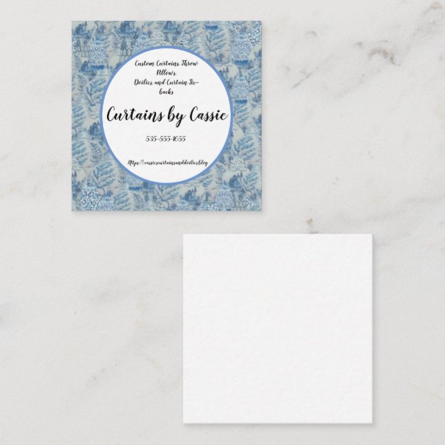 Quadrado Chinoiserie Ginger Jar Toile Cartão de visita (Frente/Verso)