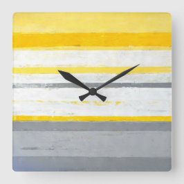Quadrado cinza 'Enthused' e relógio de Abstrato amarelo