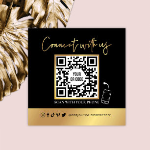 Quadrado Código QR digitalizável Cartão de visita Dourado p
