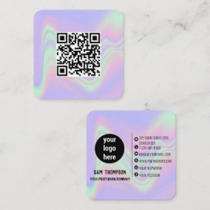 Quadrado Código QR holográfico - Cartão de visita de logoti