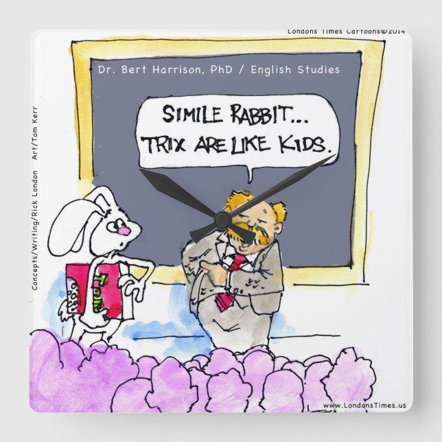 Quadrado Coelho Engraçado Gramática Policial Relógio (Frente)