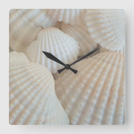 Quadrado Conchas Sunny White Sea, Relógio Exótico de Praia 