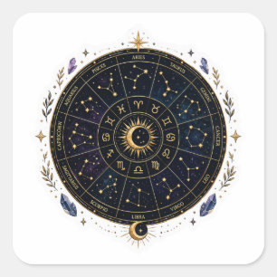 Quadrado Constelação do Zodíaco Adesivo de Arte Celestial
