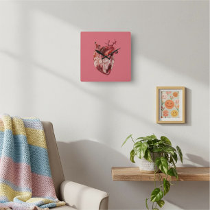 Quadrado Corações - Grande Relógio