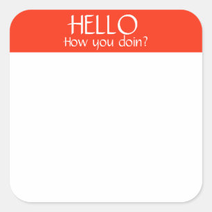 Quadrado Crachá Adesivo de Nome Diversão Festa Humor