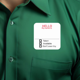 Quadrado Crachá de Identificação de Festa Engraçado Adesivo