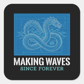Quadrado Criando Ondas Desde Sempre Adesivo de Serpente Mar