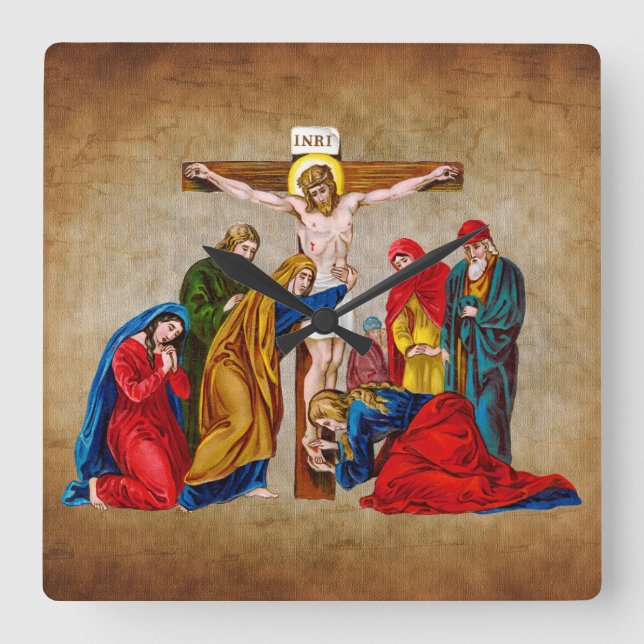 Quadrado Cristo JESUS NO RELÓGIO CRUZADO (Frente)