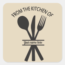 Quadrado Da cozinha do adesivo de nome
