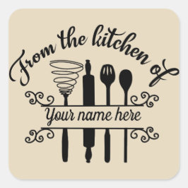 Quadrado Da cozinha do adesivo de nome