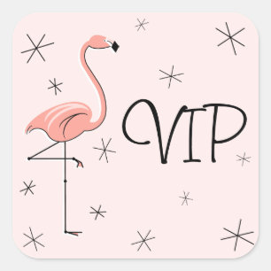 Quadrado de autocolante VIP Rosa Flamingo