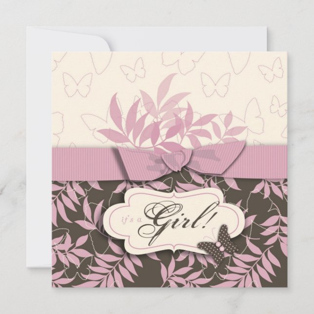 Quadrado de Convite para Bebês de Borboleta (Frente)