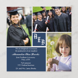 Quadrado de Monograma - Anúncio de Formatura de Fo