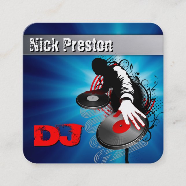 Quadrado DeeJay | DJ Mix Funky Beats Cartão de visita (Frente)