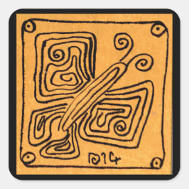 Quadrado Desenho da borboleta preta, adesivo quadrado, veda