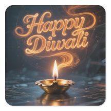 Desenho de Adesivo Glowing Happy Diwali Diya