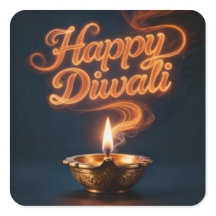 Desenho de Adesivo Glowing Happy Diwali Diya