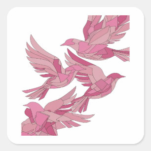 Quadrado Design de Adesivo Abstrato Rosa Fofo
