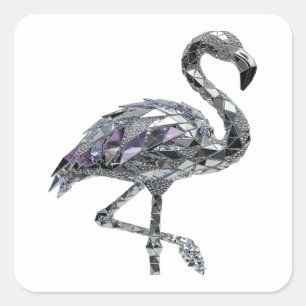 Quadrado Design de adesivo FLAMINGO prateado fresco