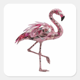 Quadrado Design de Adesivo FLAMINGO Rosa na Moda