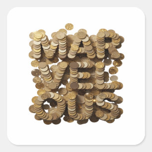 Quadrado Design de Adesivo MARVELS Dourado Removível