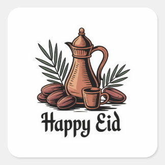 Quadrado Design de Adesivo Vintage Dallah Café Árabe Eid
