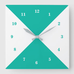 Quadrado Design de Cores Personalizadas Relógio Branco e T