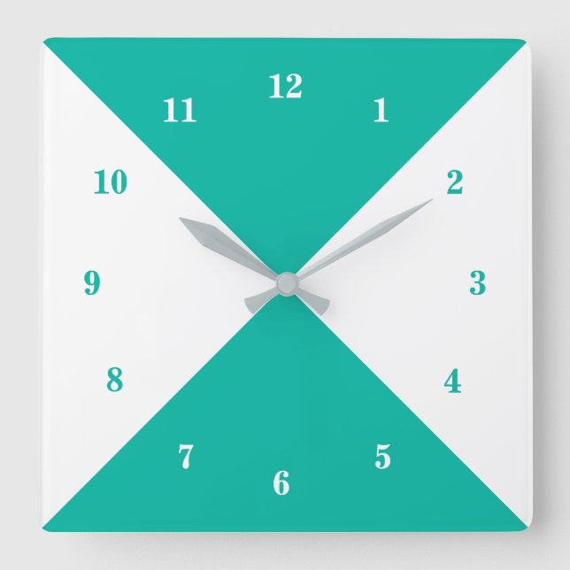 Quadrado Design de Cores Personalizadas Relógio Branco e Tu (Frente)