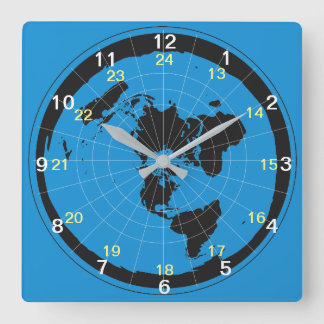 Quadrado Design de Relógio da Terra Plana