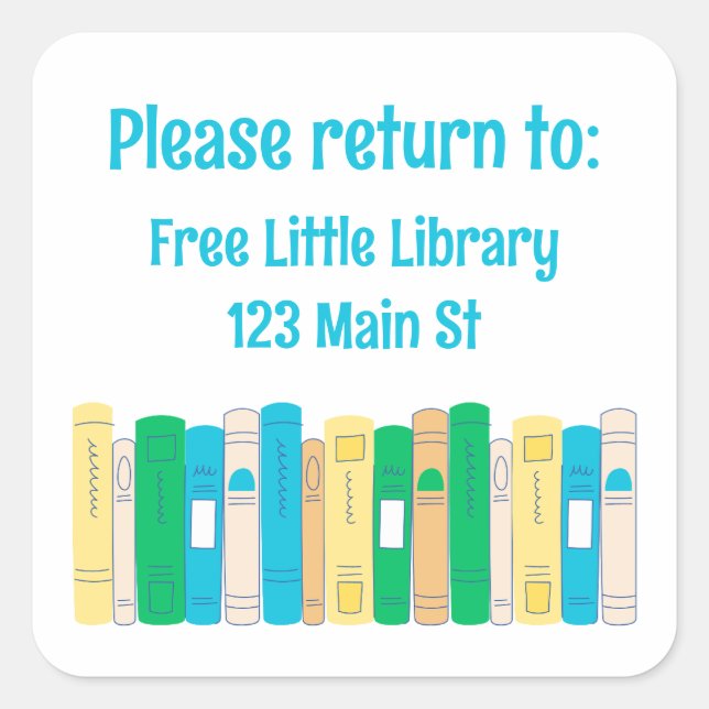 Quadrado Devolver este livro ao adesivo da biblioteca da vi (Frente)