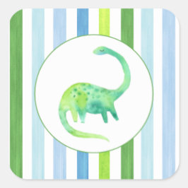 Quadrado Dinossauro Verde e adesivo de listras