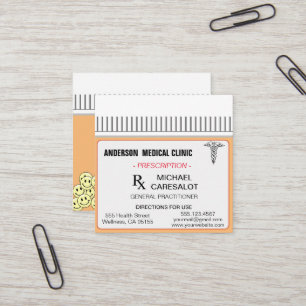 Quadrado Diversão de Cartão de visita médico de prescrição 