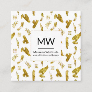 Quadrado Elegante Abstrato Gold Foil Style Cartão de visita