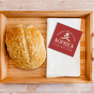 Quadrado Elegante Baker's Red Cartão de visita